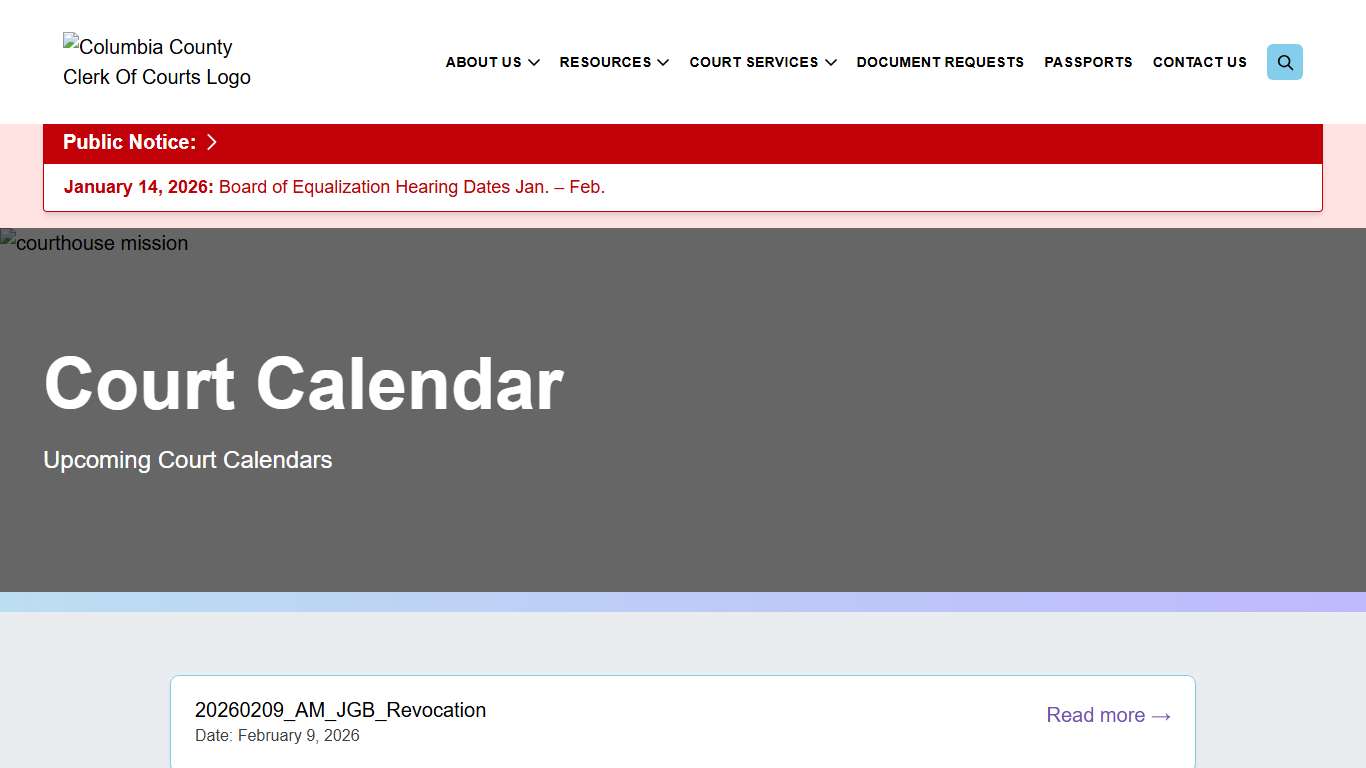 Court Calendars – Clerk Of Court Columbia County Site
