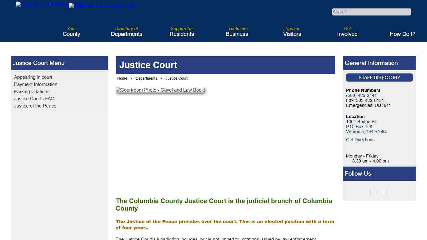 Columbia County, Oregon Official Website - Justice Court